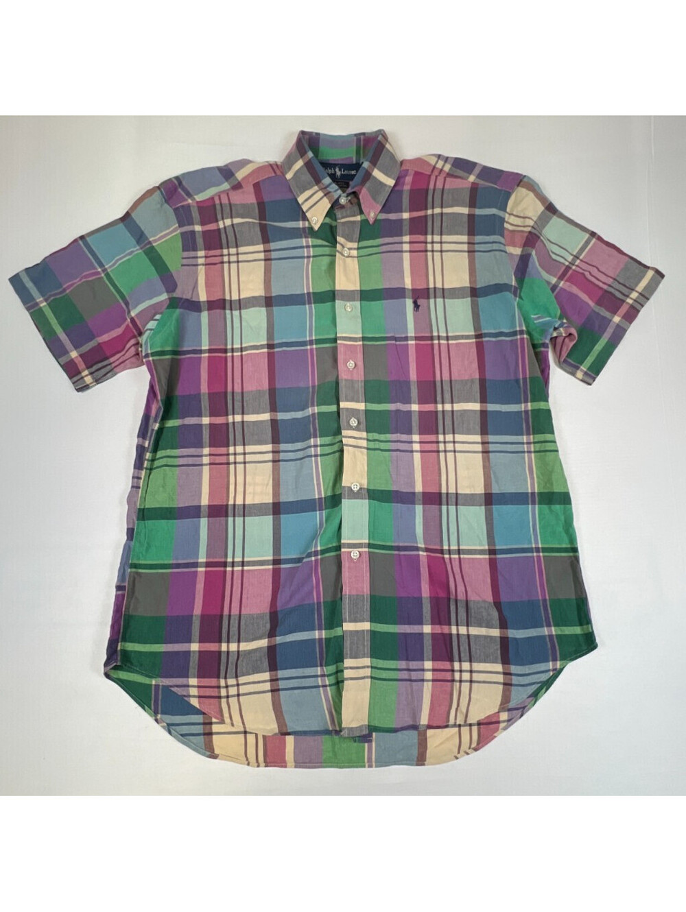 Ralph Lauren Blake Mens Shirt Large Multi-Color Plaid Cotton Button Down